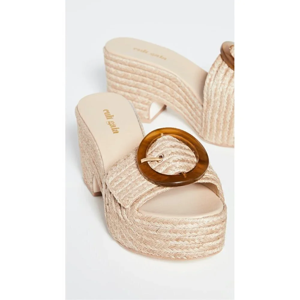 💕CULT GAIA💕 Cleia Jute Platform Sandals ~ Natural EU 41 Braided Raffia NWT
